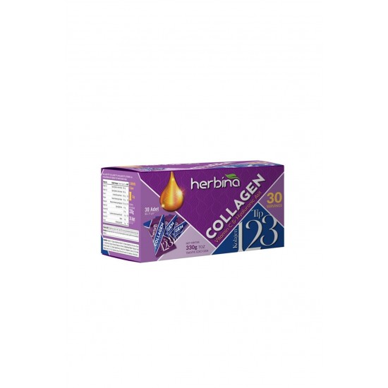 Herbina Tip 1, 2, 3 Kolajen (Collagen) Karışımı Kivi Aromalı Saşe 30 Saşe x 11 Gram